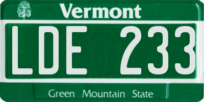 VT license plate LDE233