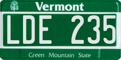 VT license plate LDE235