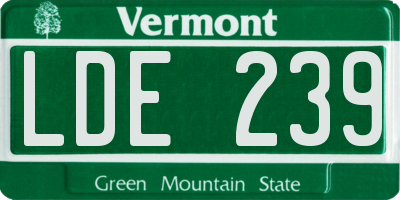 VT license plate LDE239