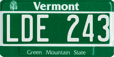 VT license plate LDE243