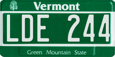 VT license plate LDE244