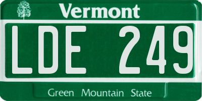 VT license plate LDE249