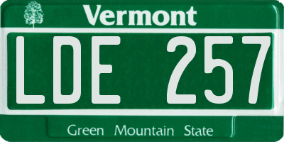 VT license plate LDE257