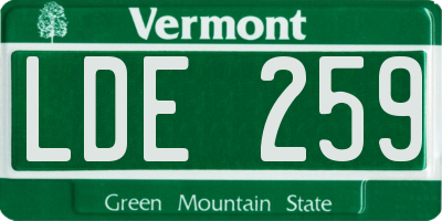 VT license plate LDE259