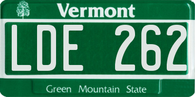 VT license plate LDE262