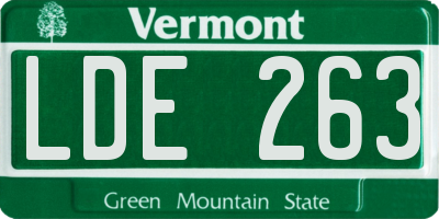 VT license plate LDE263