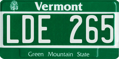 VT license plate LDE265