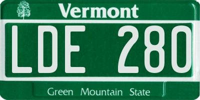 VT license plate LDE280