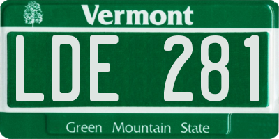 VT license plate LDE281