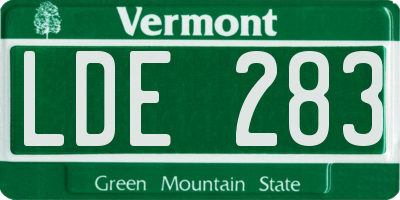 VT license plate LDE283