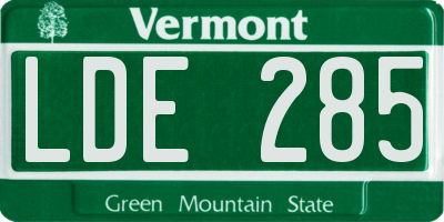 VT license plate LDE285