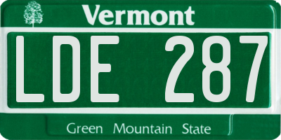 VT license plate LDE287