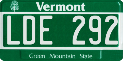 VT license plate LDE292