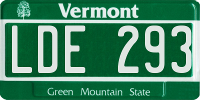 VT license plate LDE293