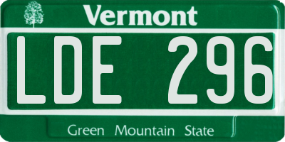 VT license plate LDE296