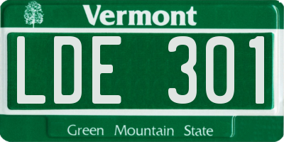 VT license plate LDE301