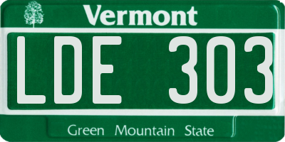 VT license plate LDE303