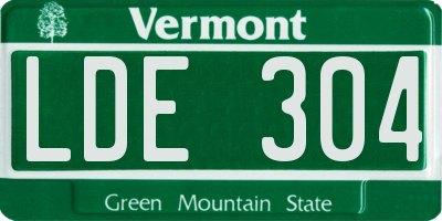 VT license plate LDE304