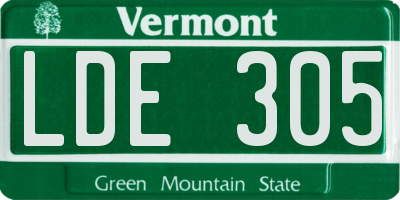 VT license plate LDE305