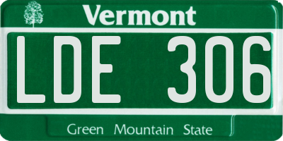 VT license plate LDE306