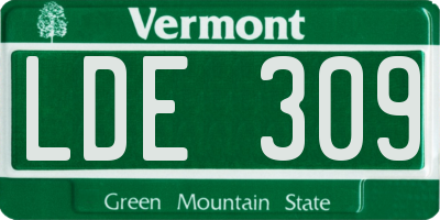 VT license plate LDE309