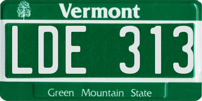 VT license plate LDE313