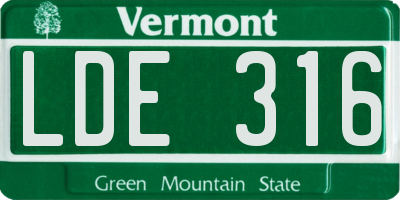 VT license plate LDE316