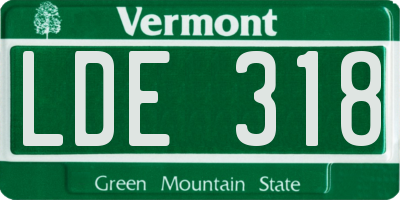 VT license plate LDE318