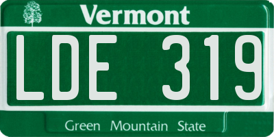 VT license plate LDE319