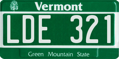VT license plate LDE321