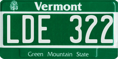 VT license plate LDE322