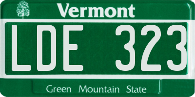 VT license plate LDE323
