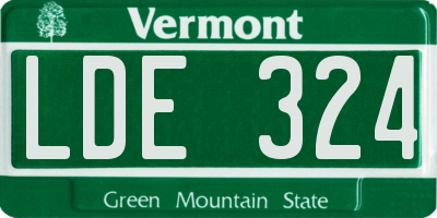 VT license plate LDE324