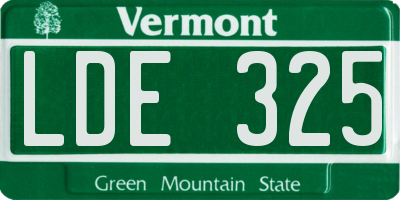 VT license plate LDE325