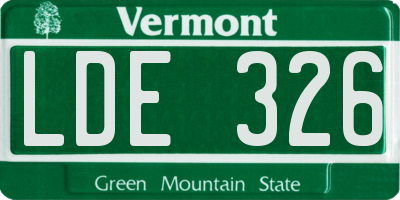 VT license plate LDE326