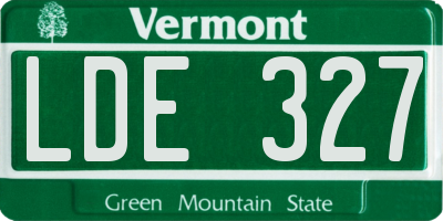 VT license plate LDE327