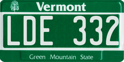 VT license plate LDE332