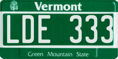 VT license plate LDE333