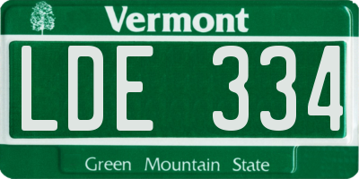 VT license plate LDE334