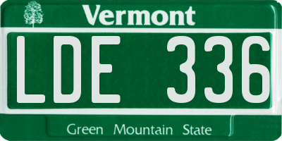 VT license plate LDE336
