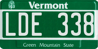 VT license plate LDE338