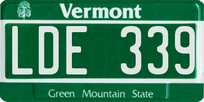VT license plate LDE339