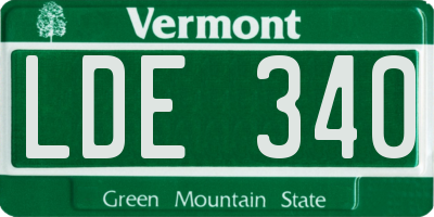 VT license plate LDE340