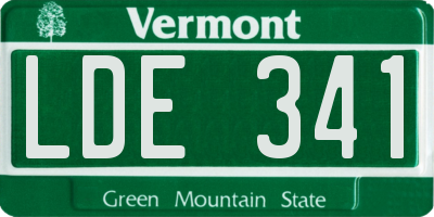 VT license plate LDE341