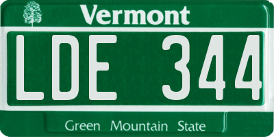 VT license plate LDE344