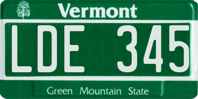 VT license plate LDE345