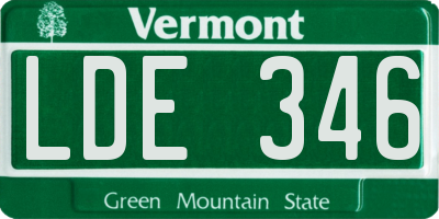 VT license plate LDE346