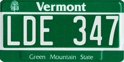 VT license plate LDE347