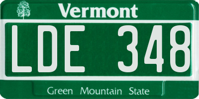 VT license plate LDE348