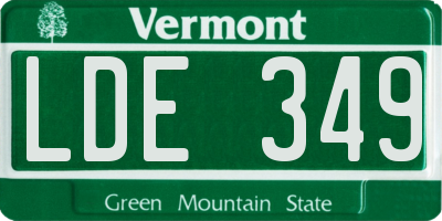 VT license plate LDE349